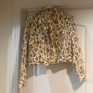 Cheetah Print Gold Studded Crop Jacket - Sz 2